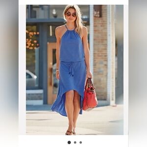 Athleta Blue Halter Maxi Dress Small